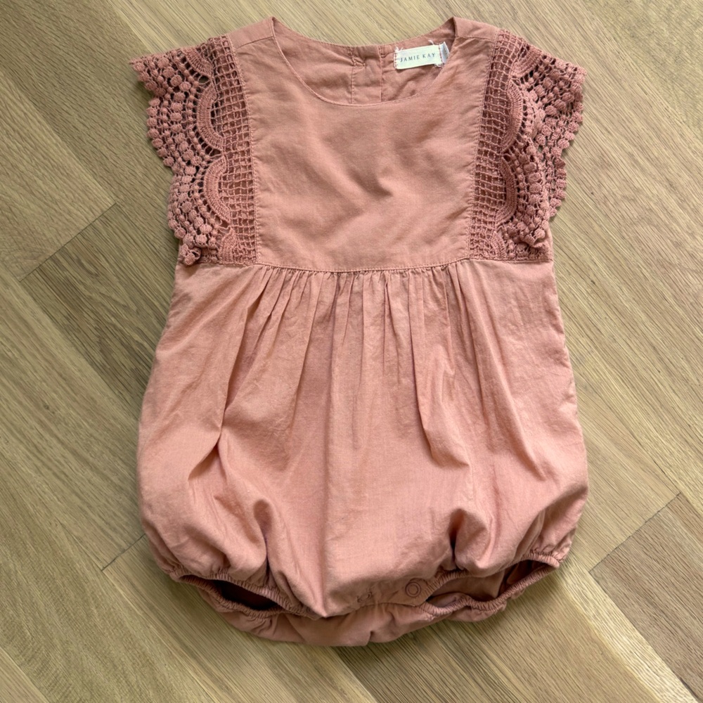 Jamie Kay Stella Playsuit in Clementine Crochet Accent Romper